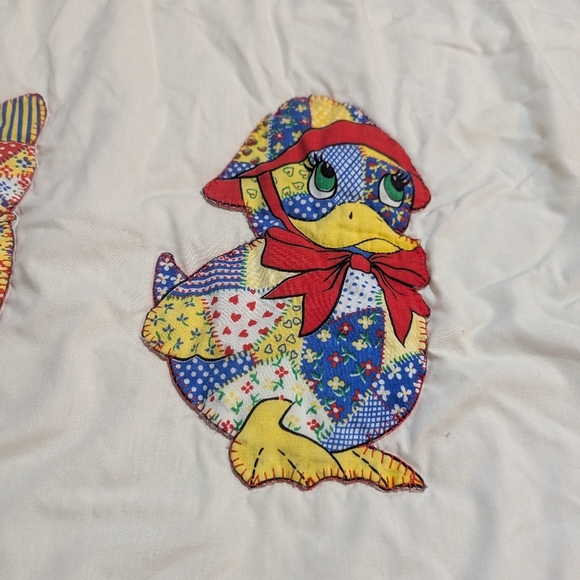 Vintage Patchwork Kitty Duck Animal Crib Blanket Cottagecore Baby Unisex - Picture 6 of 8
